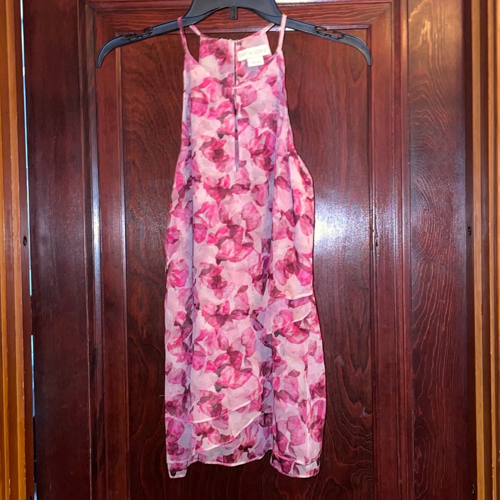 Cynthia Rowley Pink Floral Tunic Blouse 100% Silk Size S